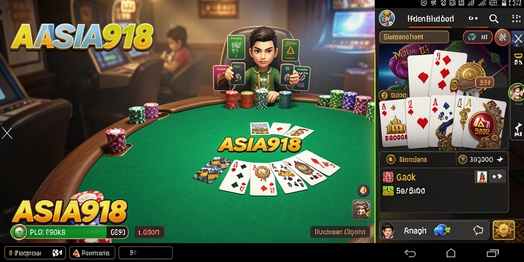 Tampilan gameplay Poker yang mendebarkan dan interaktif di ASIA918.