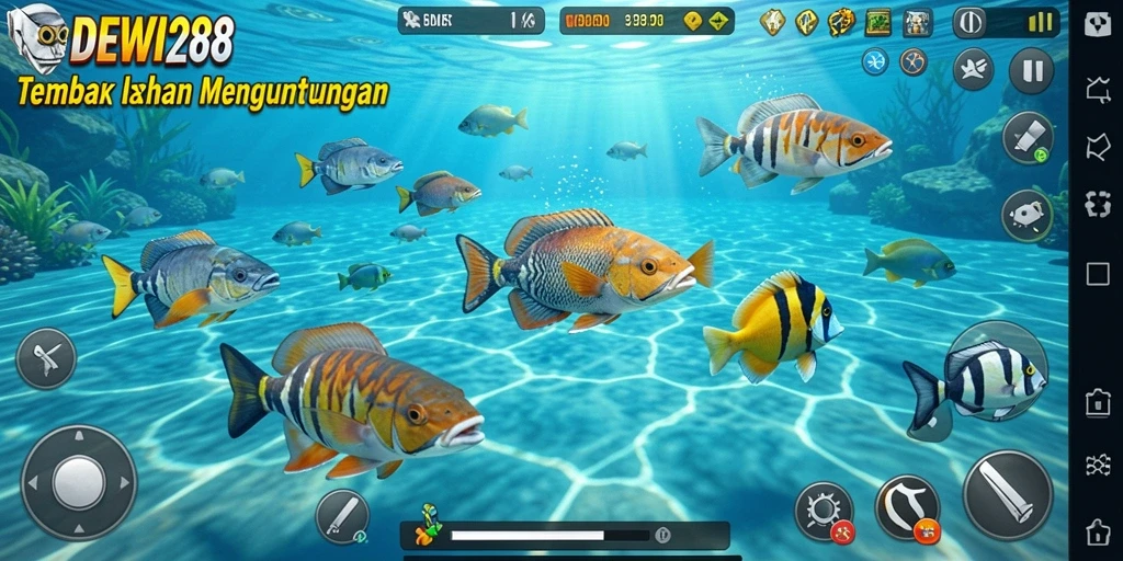 Screenshot gameplay seru DEWI288 saat menangkap ikan.