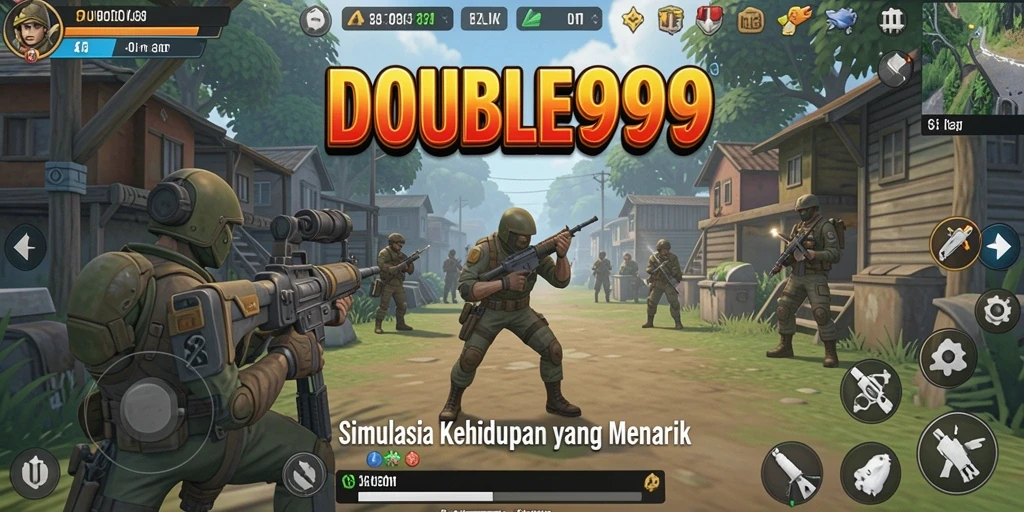 Screenshot menunjukkan gameplay simulasi yang dinamis dan interaktif.