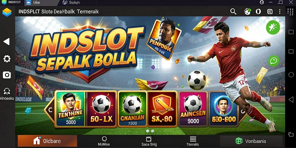 Tampilan dinamis permainan slot bertema sepak bola.