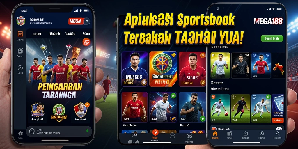 Tampilan screenshot utama MEGA188 yang menunjukkan fitur Sportsbook.
