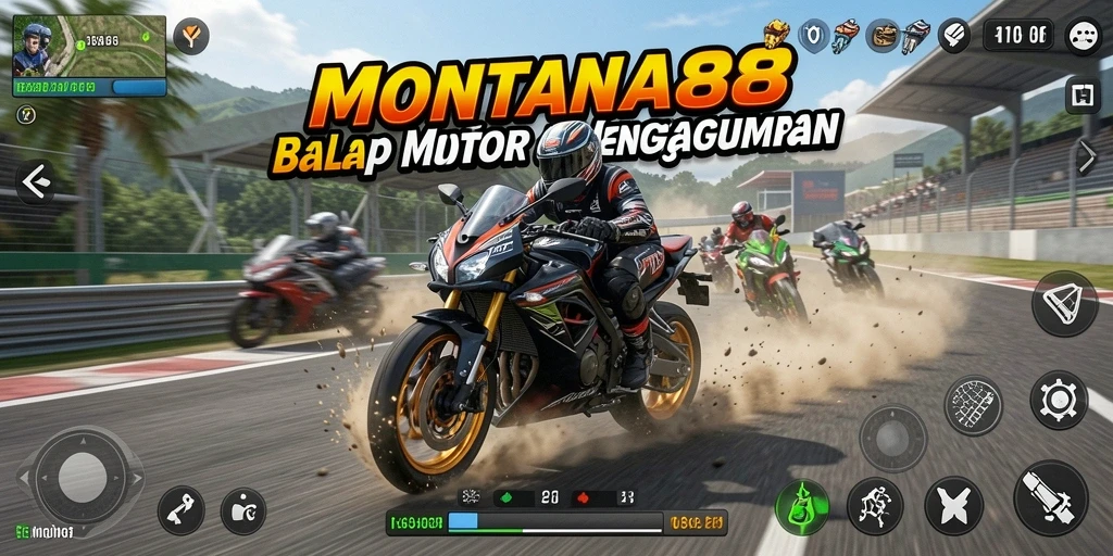 Tampilan gameplay menarik dari MONTANA88 saat balap motor berlangsung.