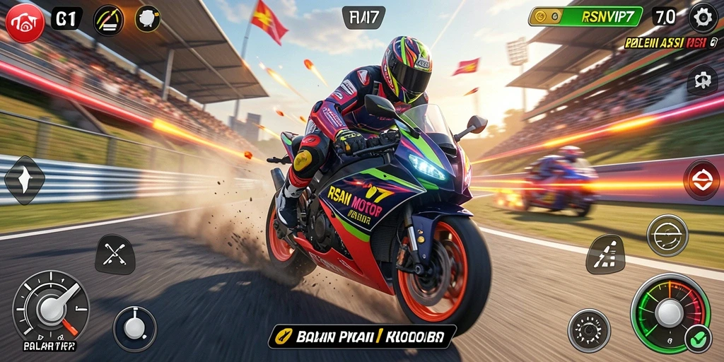 Gameplay RSNVIP7: Balapan motor yang mendebarkan dan penuh adrenalin.