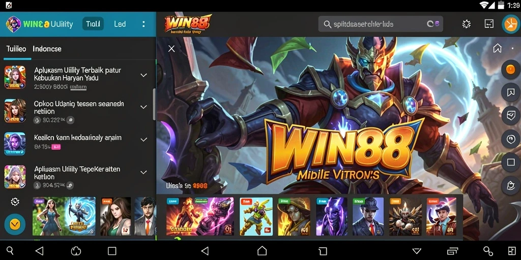 Screenshot utama WIN88 menampilkan fitur-fitur aplikasi Utility yang menarik.